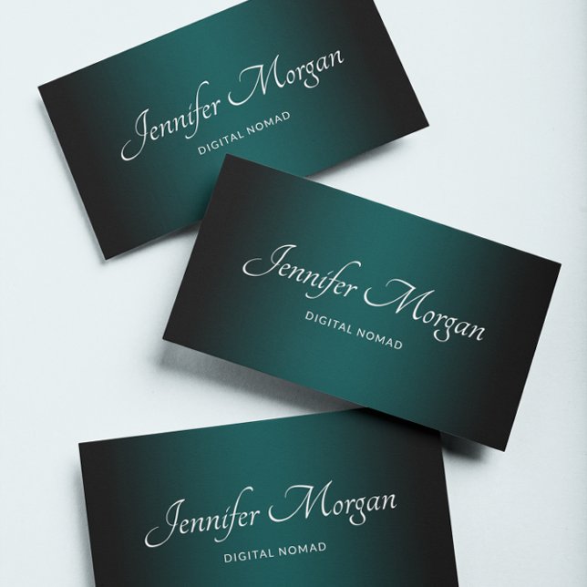 Carte De Visite Noir et vert sarcelle élégant ombré (Create your own teal and black gradient modern minimalist business cards.)