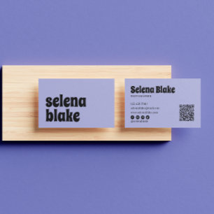 Carte De Visite Noir et violet minimaliste   Code QR moderne