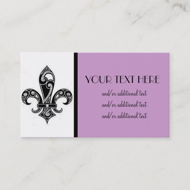 Carte De Visite Noir et White Fleur De Lis (Devant)