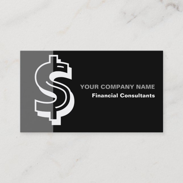 Carte de visite noir gris consultant financier (Devant)