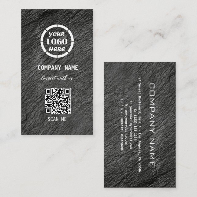Carte De Visite Noir Gris Design professionnel moderne Code QR Bus (Devant / Derrière)