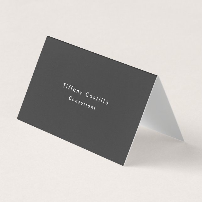 Carte De Visite Noir Gris Simple Plain Élégant Moderne (Devant)