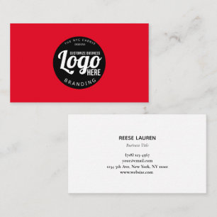 Carte De Visite Noir Logo Rouge Professionnel