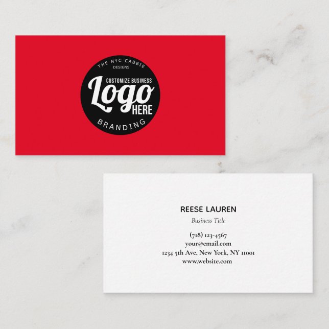 Carte De Visite Noir Logo Rouge Professionnel (Devant / Derrière)
