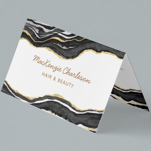 Carte De Visite Noir Marbre Agate Gold Parties scintillant code QR