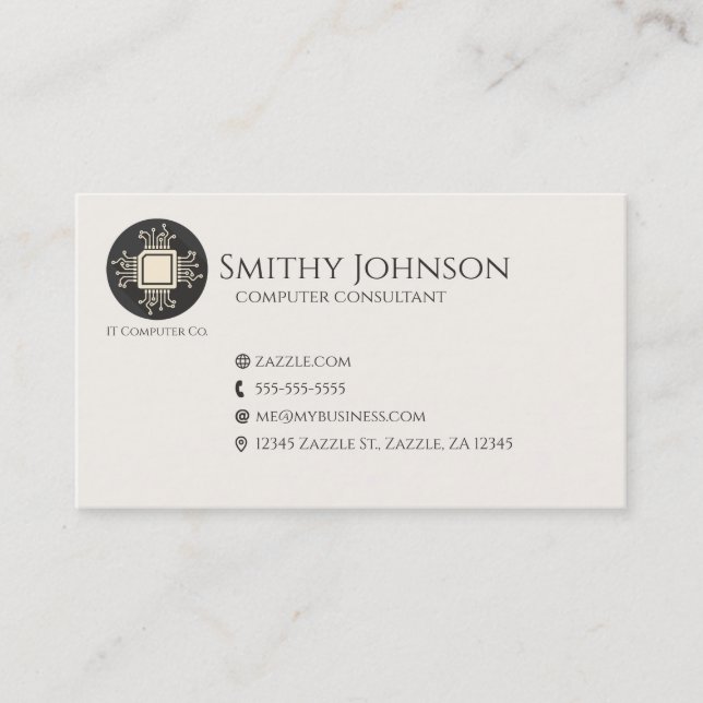 Carte De Visite Noir micro-puce informatique (Devant)