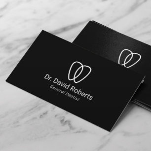 Carte De Visite Noir minimaliste de soins dentaires de logo de