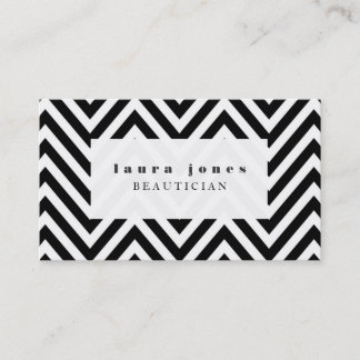 Carte De Visite Noir + Modèle blanc de styliste de mode de Chevron