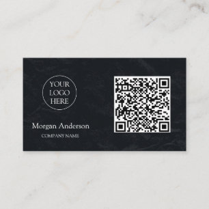 Carte De Visite Noir moderne professionnel QR Code Logo d'entrepri