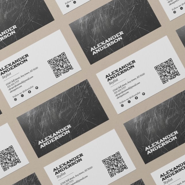 Carte De Visite Noir moderne Scribble Charbon Professionnel (Modern Black Charcoal Scribble Professional Business Card)