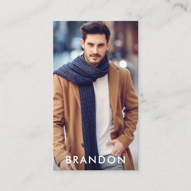 Carte De Visite Noir moderne W de photo modèle d'acteur (Devant)