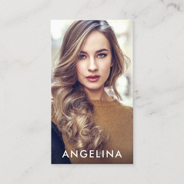 Carte De Visite Noir moderne W de photo modèle d'acteur (Devant)