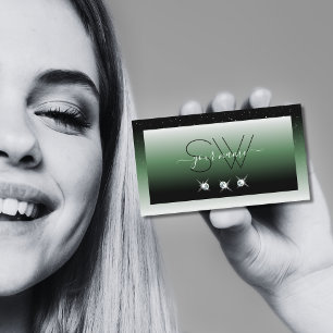 Carte De Visite Noir Noble Ombre Parkle Diamants Initiales