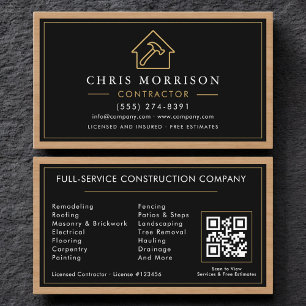 Carte de visite noir or Construction Bâtiment