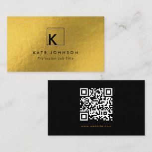 Carte De Visite Noir Or Moderne Monogramme Logo Minimal