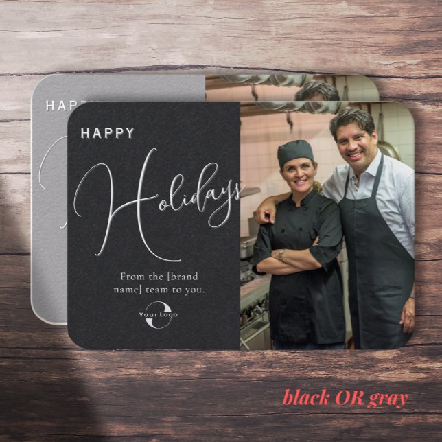 Carte De Visite Noir OU Gris. Logo de l'entreprise, photo et accue (Créateur téléchargé)