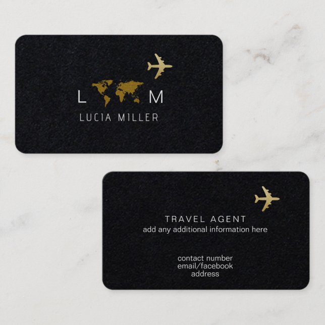 Carte de visite Noir Premium Pour Un Agent De Voya (Devant / Derrière)
