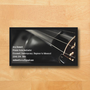 Carte De Visite Noir Qr Code Violoniste violon noir