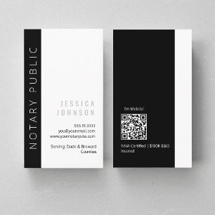 Carte De Visite Noir simple et blanc minimaliste Notaire public