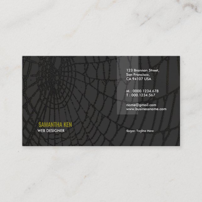 Carte de visite noir soyeux de concepteur de toile (Devant)