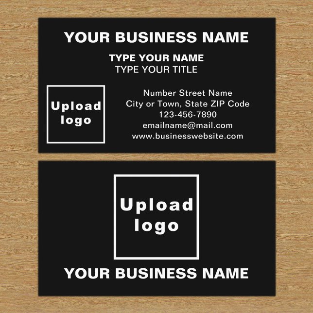 Carte de visite noir style centré (The front and back of the black business card)