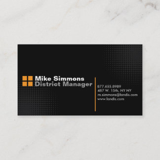 Carte De Visite Noir sur le noir avec l'orange