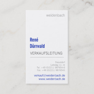 Carte De Visite Noir typographique blanc bleu