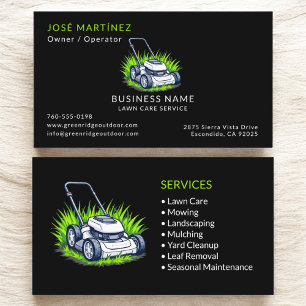 Carte De Visite Noir Vert laque Soins et Service Professionnel