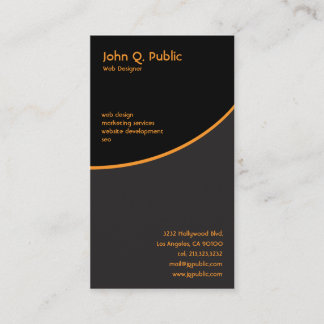 Carte De Visite Noir vertical avec orange professionnel