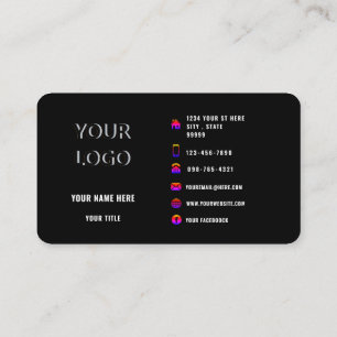 Carte de visite noir - Vos couleurs et votre polic