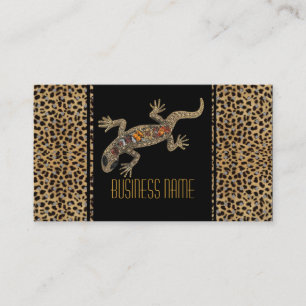 Carte de visite noire animal lézard bijou