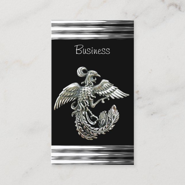 Carte de visite noire argent phénix bijou (Devant)