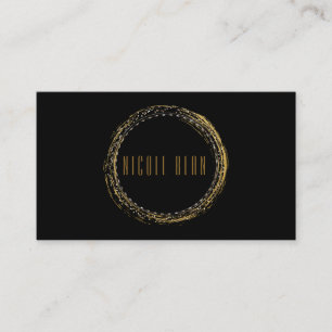 Carte de visite noire avec cercle de glamour en fe