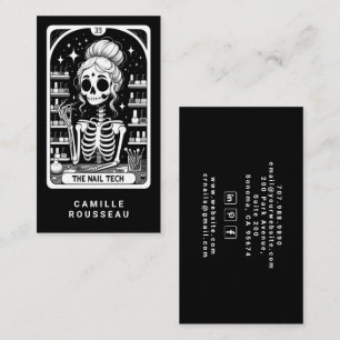 Carte de visite noire de technicienne en onglerie