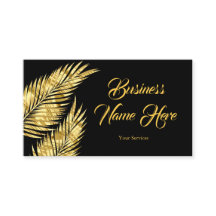 Carte de visite noire Elegant Gold Golden Palms