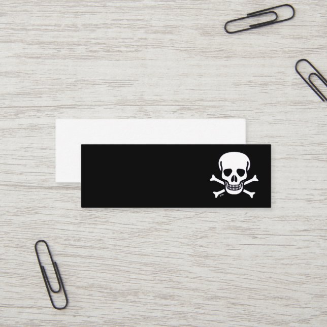 Carte de visite noire mini Skull n Bones (Devant/Arrière en situation)