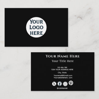 Carte de visite noire minimaliste avec logo person