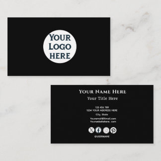 Carte de visite noire minimaliste avec logo person