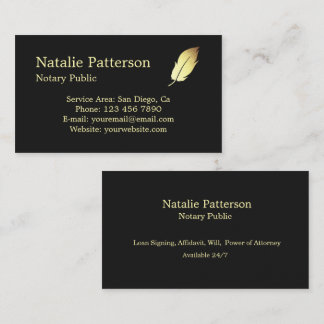 Carte de visite noire moderne pour services de not