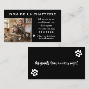 Carte De Visite Noire Personnalisée Chatterie de Maine Coon