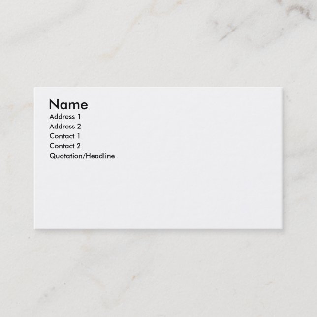 Carte De Visite Nom, adresse 1, adresse 2, contact 1, contact… (Devant)