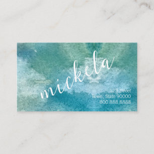 Carte De Visite Nom Customisé simple Modern BlueGreen Aquarelle