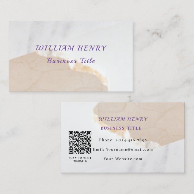Carte De Visite Nom de Fresh Look Personnaliser Code QR Marbre Bla (Devant / Derrière)