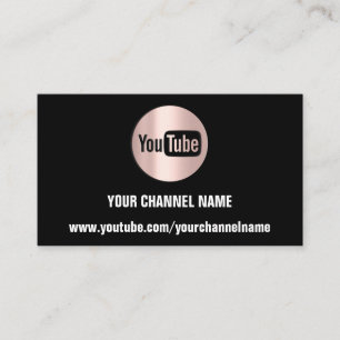 CARTE DE VISITE NOM DE LA CHAÎNE YOUTUBER LOGO QR ROSE BLACK WHIT