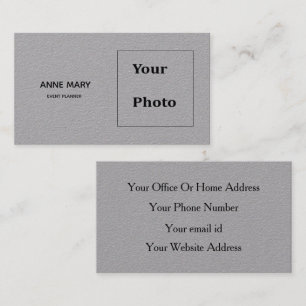Carte De Visite Nom de la photo personnalisée Gris Gris Noir Profe