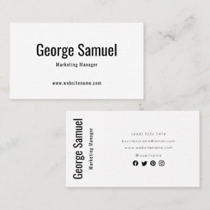 Carte De Visite Nom de l'emploi simple professionnel élégant Titre