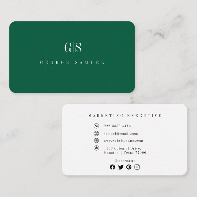 Carte De Visite Nom de l'emploi simple professionnel élégant Titre (Devant / Derrière)