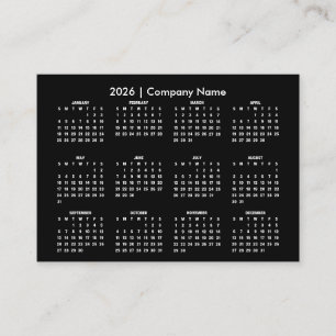 Carte De Visite Nom de l'entreprise de calendrier simple 2026
