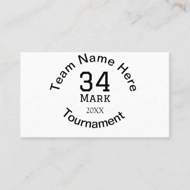Carte De Visite Nom de l'équipe ici ajouter nom tournoi année text (Devant)