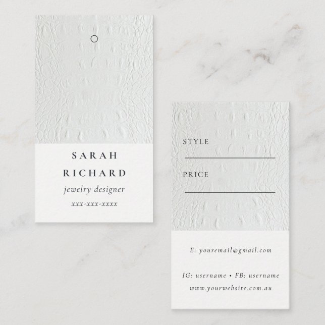 Carte De Visite Nom de l'étiquette de prix minimal en cuir simple (Devant / Derrière)